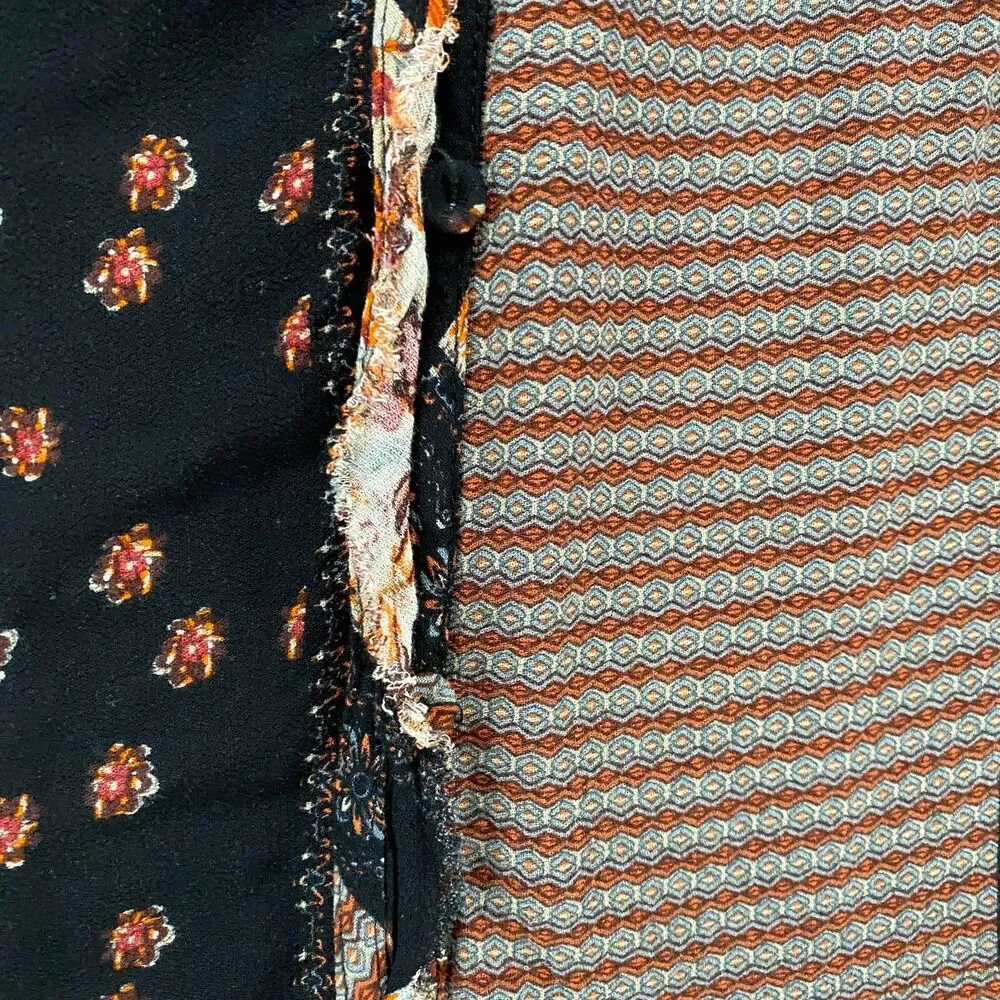 Daniel Rainn Top Size M Patchwork Button Up Boho Prairie Hippie‎ Peasant Western